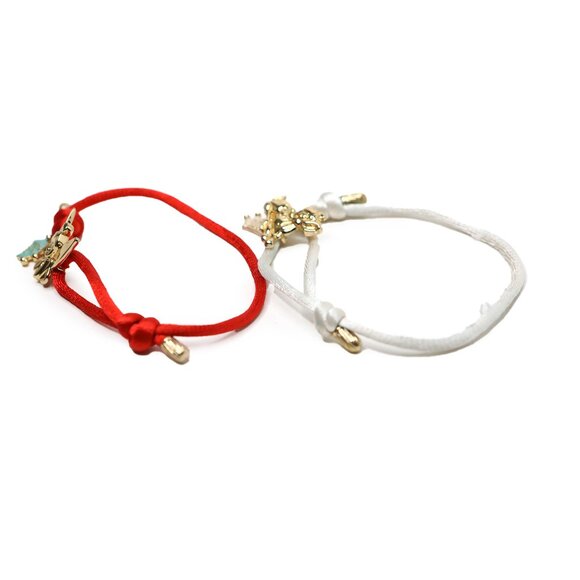 Kidada Disney Couture Tinkerbell Bambi Bracelet 14K Gold Plated Silk Red White - Picture 5 of 15